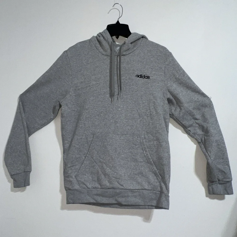 Adidas Essentials Fleece Pullover Grey Heather Men's Hoodie (FL0310) Size Medium